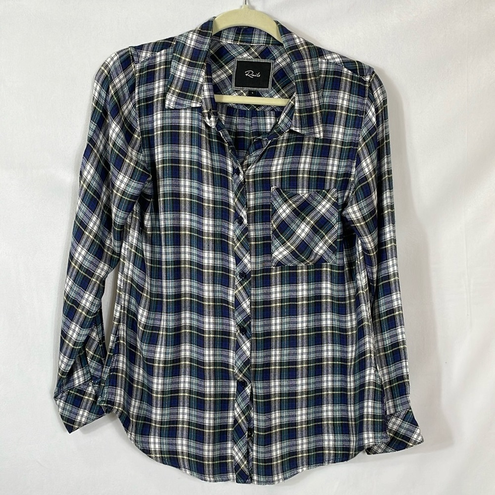Rails Button Down Plaid Shirt S Blue Green Plaid Long Sleeve Super Soft